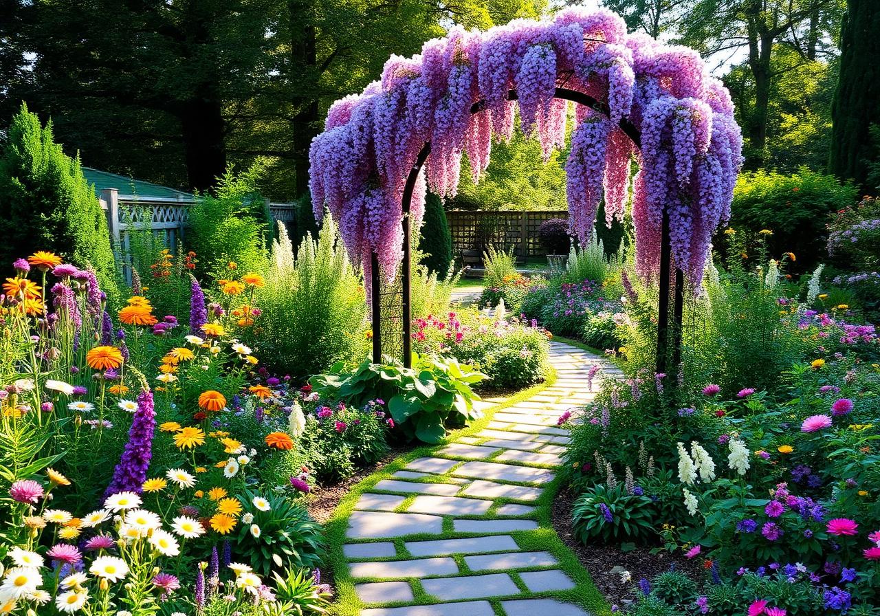 Allée fleurie & glycine